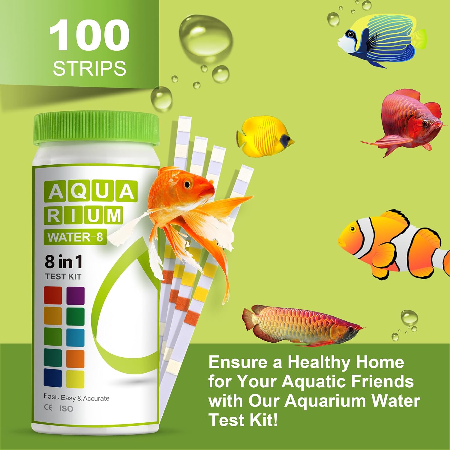 AAwipes Aquarium Ammonia Test Strips 8-in-1 |100 Strips | Quick & Accurate Water Testing for Freshwater & Saltwater Tanks -Test pH, Sodium Chloride, Alkalinity, Hardness, Chlorine etc. (K02-100) - Image 6