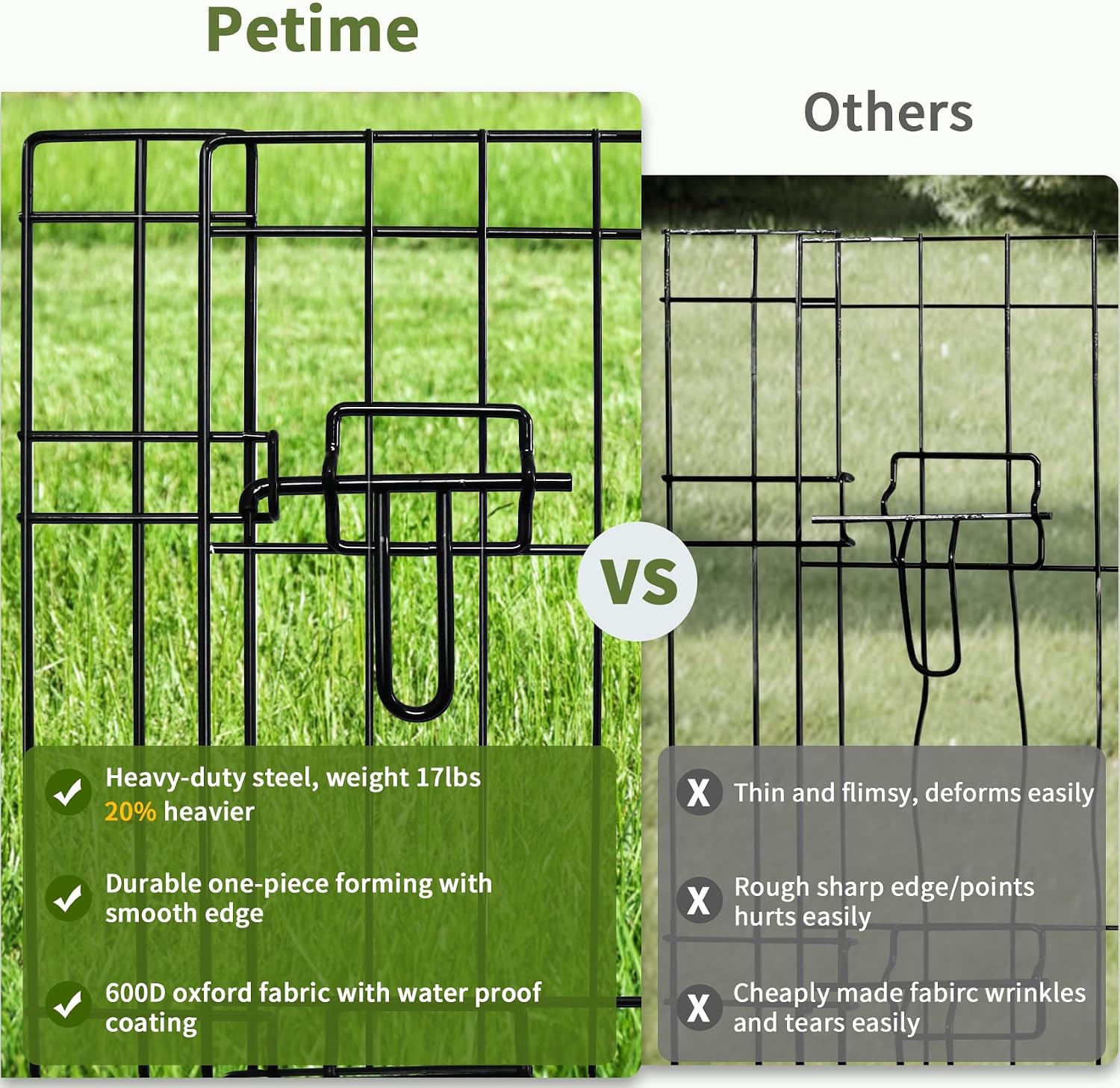 PETIME Foldable Metal Dog Exercise Pen/Pet Puppy Playpen Kennels Yard Fence Indoor/Outdoor 8 Panel 24" W x 24" H with Bottom Pad (with Bottom pad, 8 Panels 24" H) - Image 4