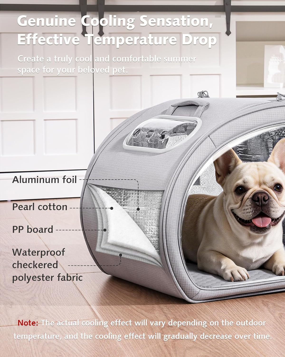Pecute Cooling Dog House,with Cooling Mat for Small Dogs,Cat Bed,L,Gray | 6 Ice Packs for Cooler,Aluminum Film Insulation System,Breathable, Cool, Safe, and Sturdy AC Room for Cats in Hot Summer Days - Image 4