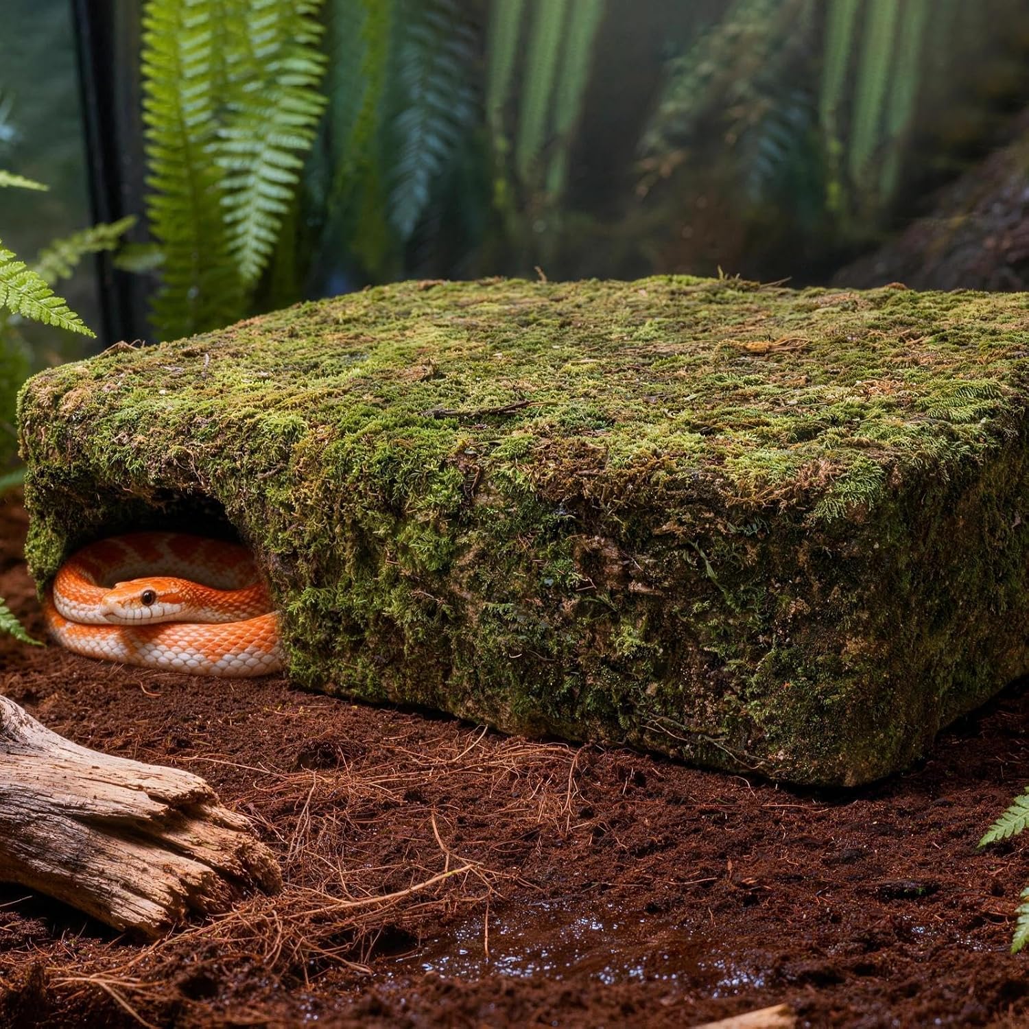 Yellow Mossy Cave Hide for Reptiles, Lizard Gecko Snake Shelter Hut | Yellow Color Lizard Moss Hideout, Snake Cave Hut, for Themed Terrarium Ideal for Gecko Hamster Snake to Rest & Hide - Image 6