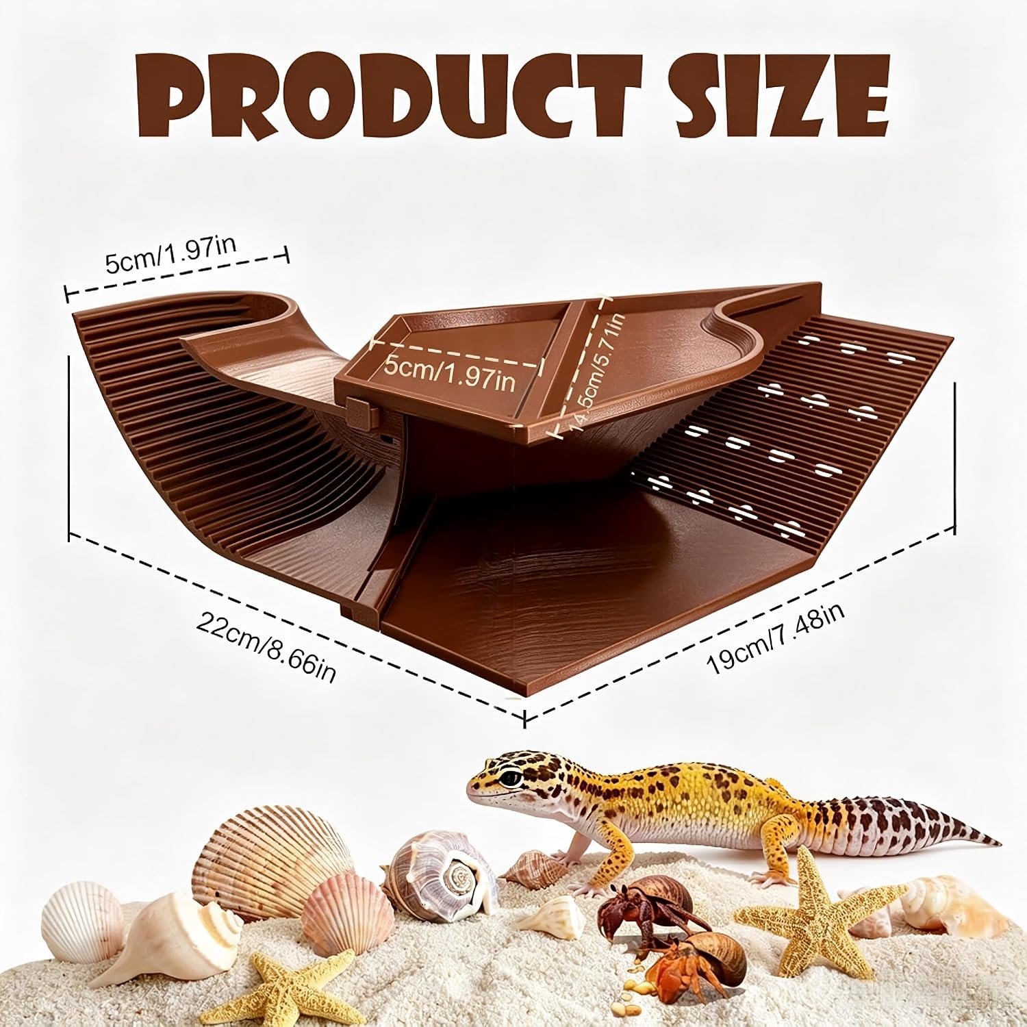 Hermit Crab Accessories Set – 3-in-1 Hideout with Climbing Tunnel & Burrow Cave, Reptile Hide for Leopard Gecko, Also Suits Small Snakes, Frogs, and Amphibians(Brown) - Image 2