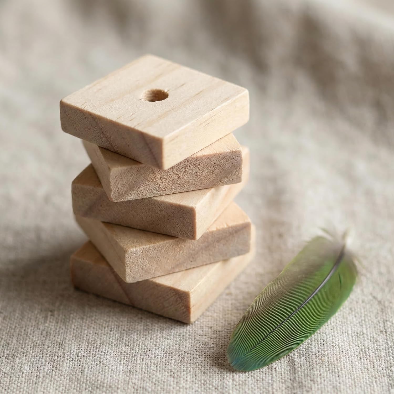 NOLITOY Parrot Toys: 100PCS Wooden Chewing Blocks, Thick Natural Wood for Bird Chew Training, DIY Cage Toys for Parakeet Budgie Conure Macaw Cockatoo - Image 10