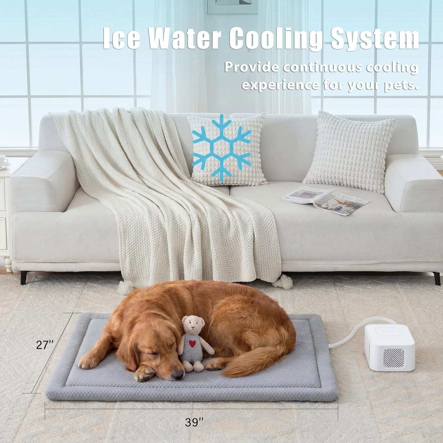 Pet Pad Cooling System for Summer, Consistent Cooling Water Mat for Dogs and Cats, No Refrigeration or Chemical Gel Needed, Machine Washable Bed, Ideal for Home and Crates (Gray, XL) - Image 2