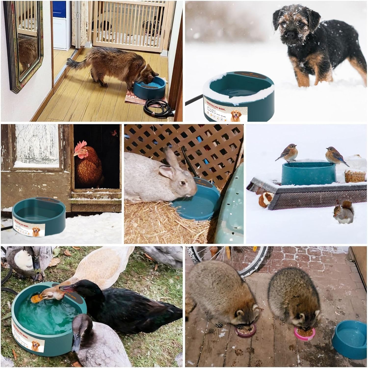 NAMSAN Heated Water Bowl for Outdoor Cats, 2.2L Heated Dog Bowl, Provides Drinkable Water in Winter, Heated Pet Drinker for Chickens Rabbits Birds Bath, Livestock Thermal Watering Trough - Image 2