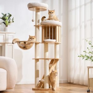 Modern Cat Tree Tower with Scratchi...