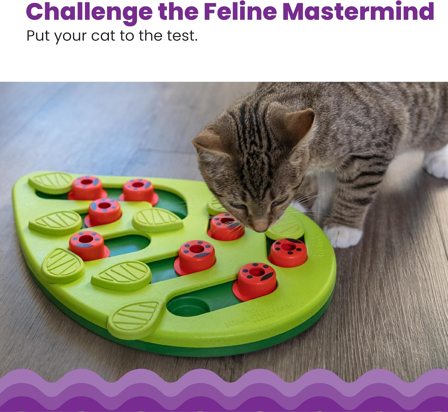 Catstages Nina Ottosson Buggin’ Out Puzzle & Play Cat Puzzle Feeder – Interactive Treat Game for Indoor Cats, Level 2 Slow Feeder Enrichment Toy, 13.9" x 11.5" - Image 2