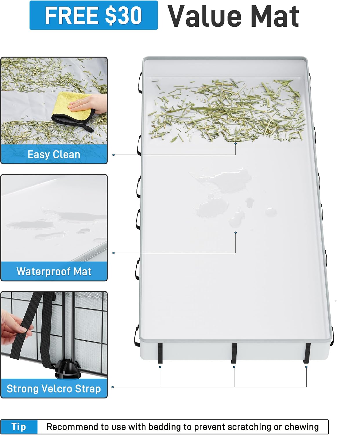 BUCATSTATE Guinea Pig Cages for 2, 20 Panels Guinea Pigs Playpen with Waterproof Mat, Metal Rabbit Cage Indoor for Hedgehogs, Quail, Chickens (56" L x 24" W x 12" H) - Image 7