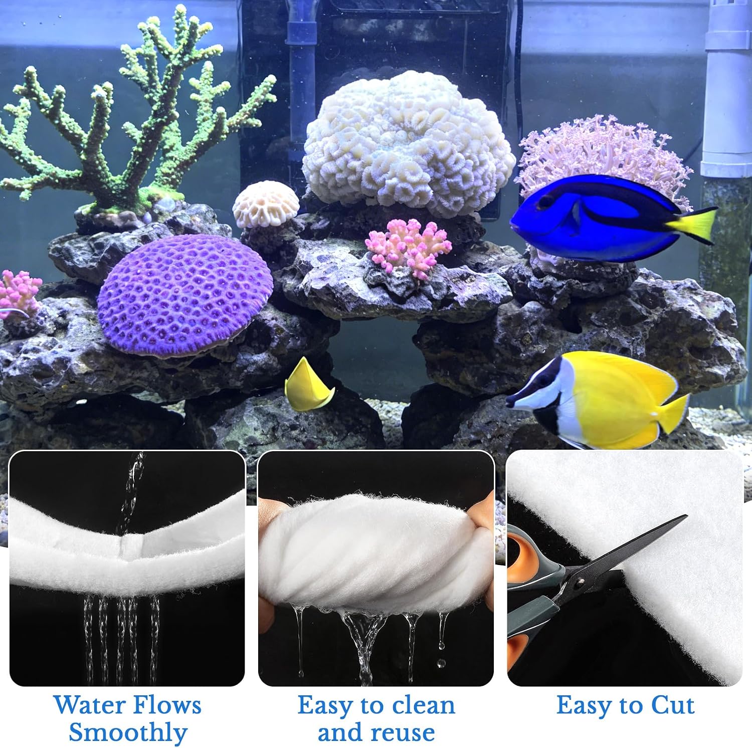 MAQIHAN Aquarium Filter Media Pad - White Filter Floss, 39.4 x 11.8 Inch | Filter Foam Roll, Fish Tank Filter Floss for Freshwater & Saltwater Aquariums, Ponds, Turtle Tanks, Polishing Pad Clear Water - Image 5