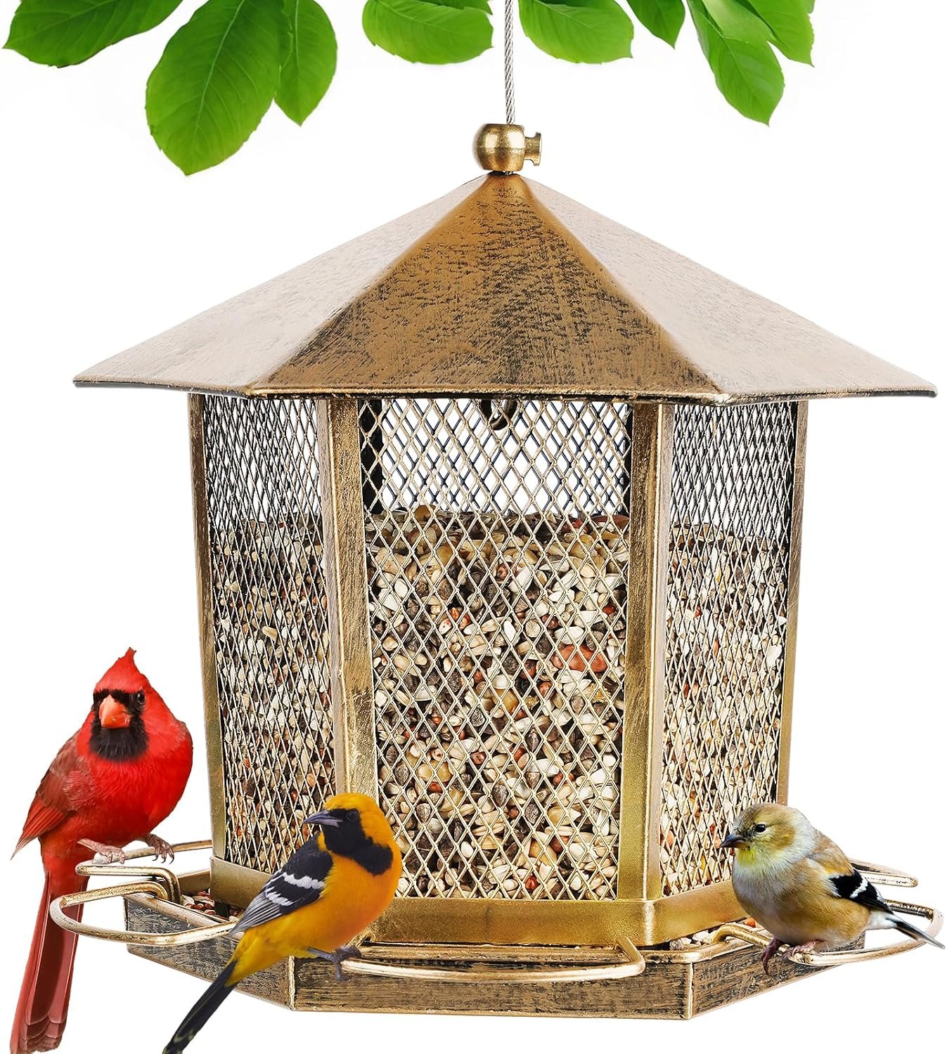 Hexagonal Gazebo Bird Feeders, Weat...