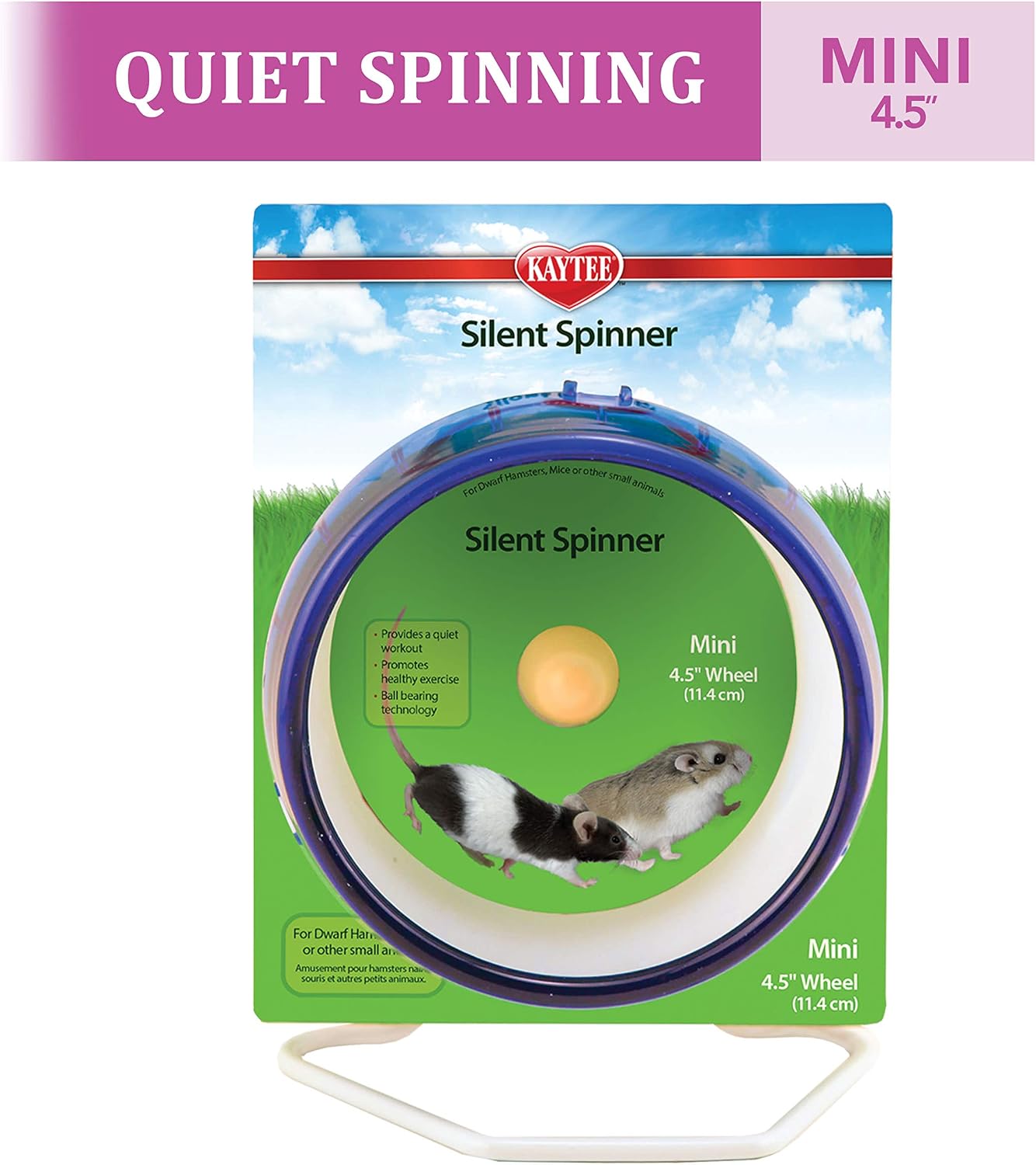 Kaytee Silent Spinner Wheel For Pet Mice and Dwarf Hamsters, Mini 4.5 Inch - Image 2