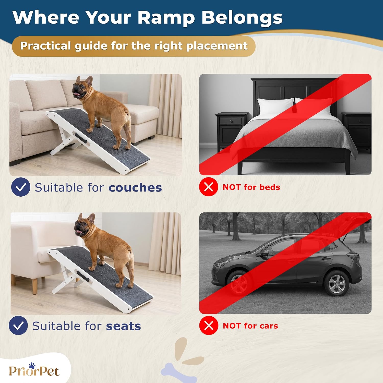 Dog Ramp for Couch – Non-Slip, Sturdy Build Foldable Wooden Dog Ramp – Supports up to 200 lbs – 7 Adjustable Heights (14"–20.5") – Enhanced Stability – Birchwood Pet Ramp for Small Dogs – White - Image 12