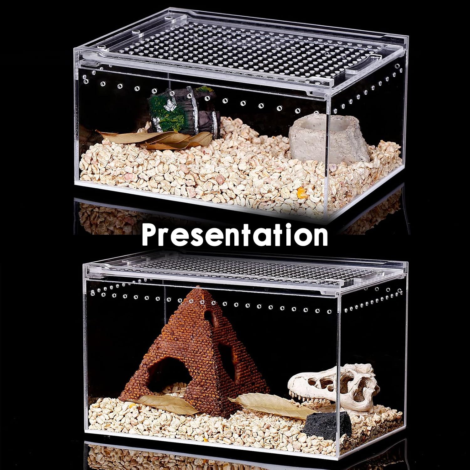 Reptile Terrarium - Amphibian Tank Starter Kit, Eco Rainforest Feeding Box, Amphibian Feeding Box, Suitable for breeding Lizards, Snakes, Chameleons,Jumping Spiders - Image 5