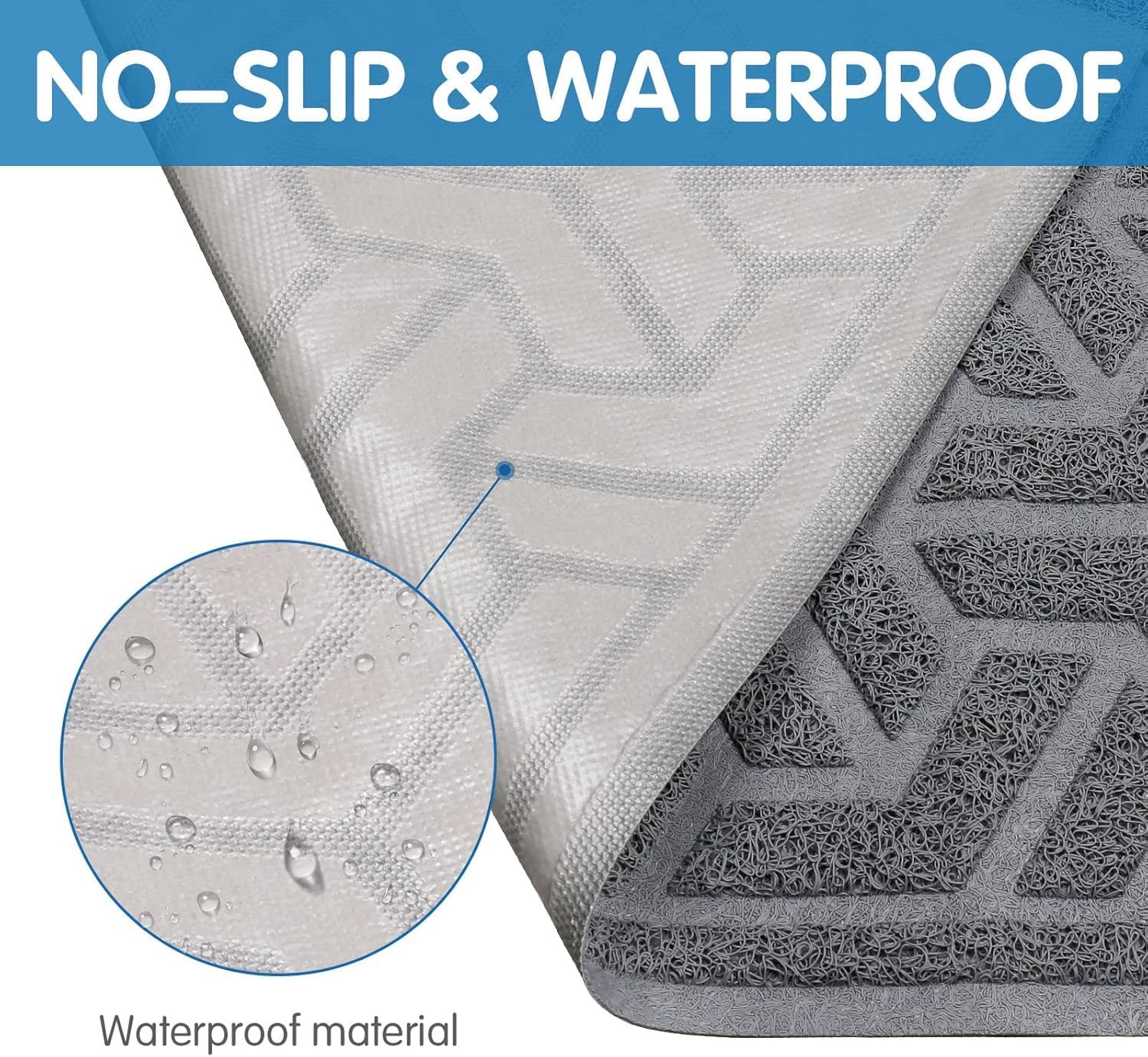 UPSKY Waterproof Cat Litter Mat Large 35" x 47" Soft on Kitty Paws, Gray | Litter Box Mat, Cat Litter Mat Litter Trapping Mat, Waterproof Scatter Control, For Indoor Cats, Easy to Clean - Image 5