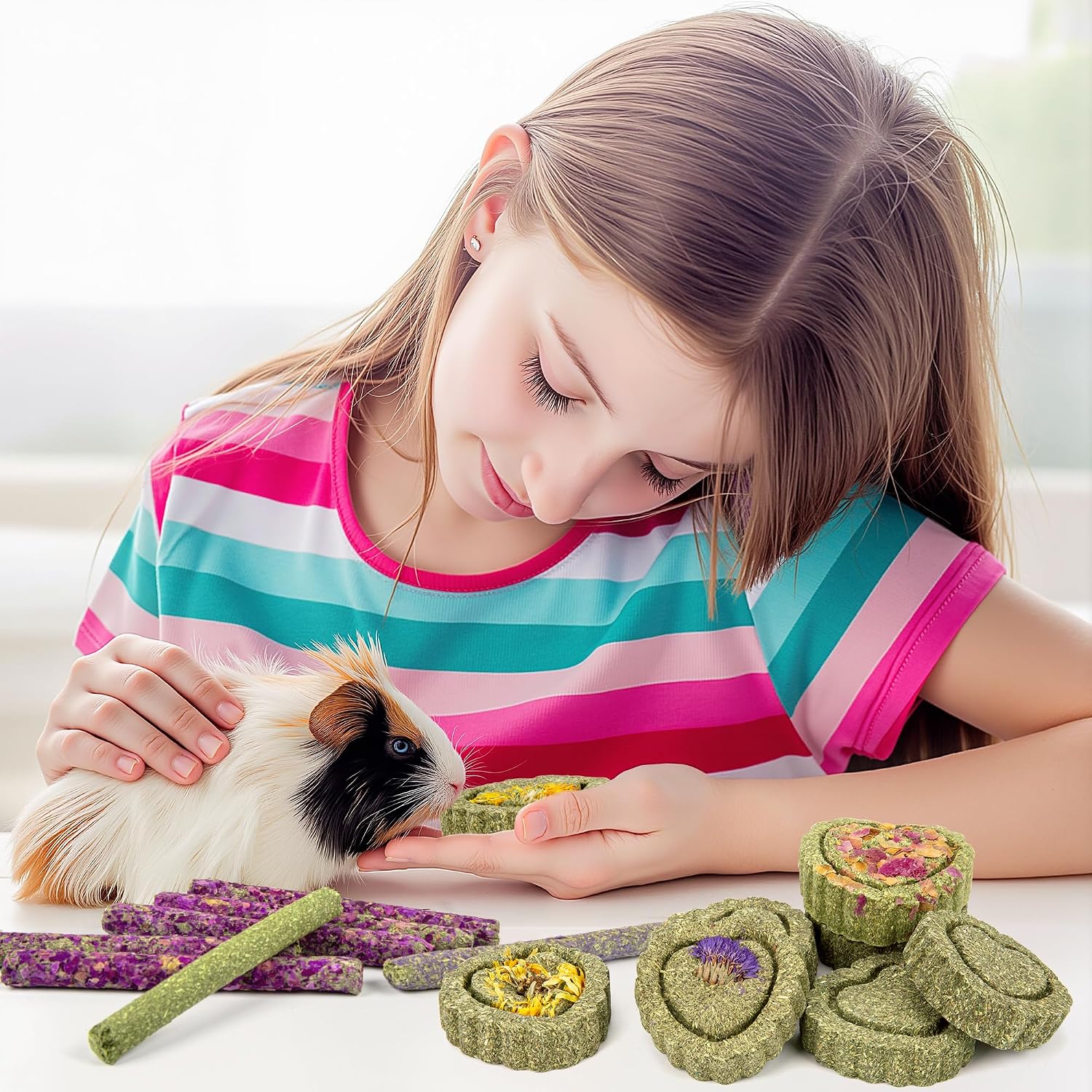 Sofier Timothy Hay Treats Rabbit Toys Bunny Guinea Pig Hamster Natural Chews for Teeth Handmade Rabbit Chews and Treats Chinchilla Rat Gerbil - Image 6
