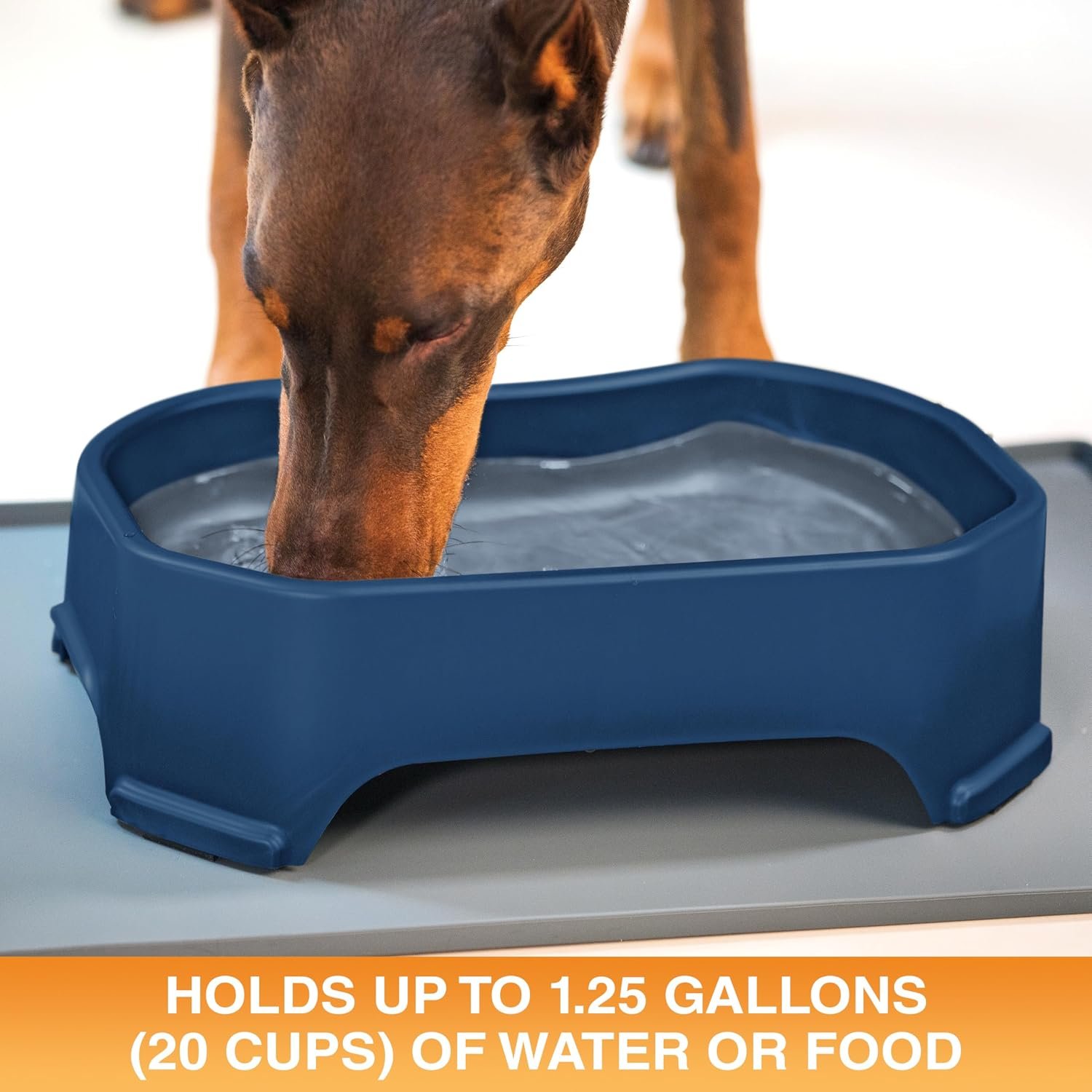 Neater Pet Brands Extra Large Water Bowl for Dogs, Outdoor Dog Water Bowl (1.25 Gallon XL Capacity), Big Trough Style Food Dish for Indoors or Outside, No Spill Large Dog Bowls, Dark Blue - Image 2