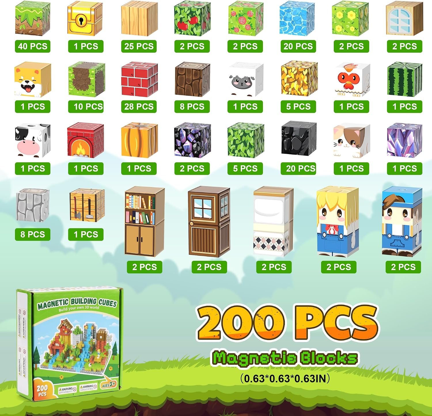 100PCS Magnetic Blocks, Magnetic Building Blocks, 0.78in Magnetic Building, STEM Game Stacking Toys for Kids, Birthday Gifts for Boys and Girls Age 3+ Years Old - Image 3
