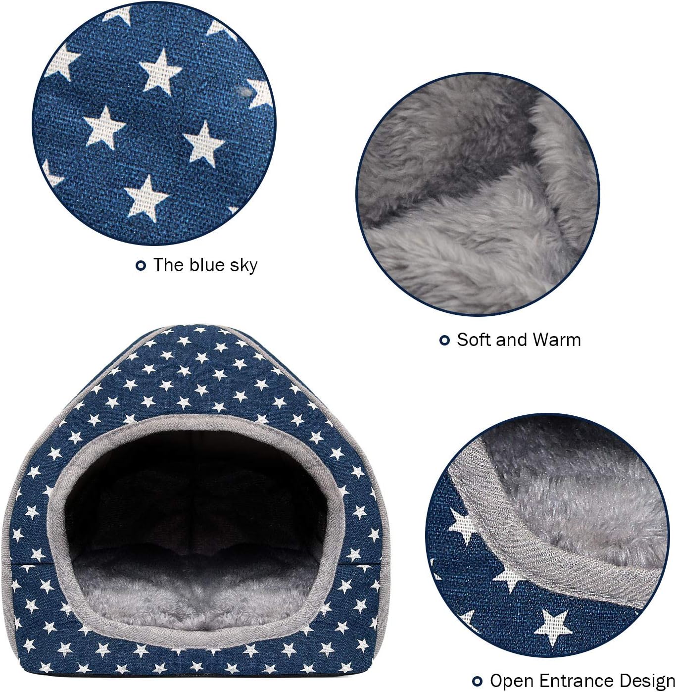BWOGUE Guinea Pig House Bed Cozy Hamster Cave Large Hideout for Dwarf Rabbits Hedgehog Bearded Dragon Winter Nest Hamster Cage Accessories - Image 3