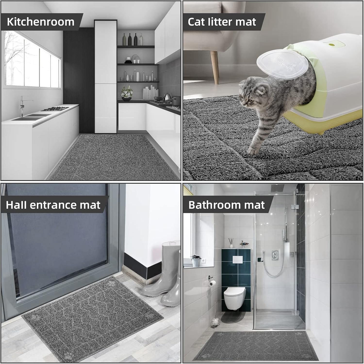 Cat Litter Box Mat, 35" x 24" Large Kitty Litter Trapping Mat Keep Floor Clean, Litter Box Mat Scatter Control, Waterproof, Easy to Clean, Durable Large Size Litter Mats for Floor - Image 7