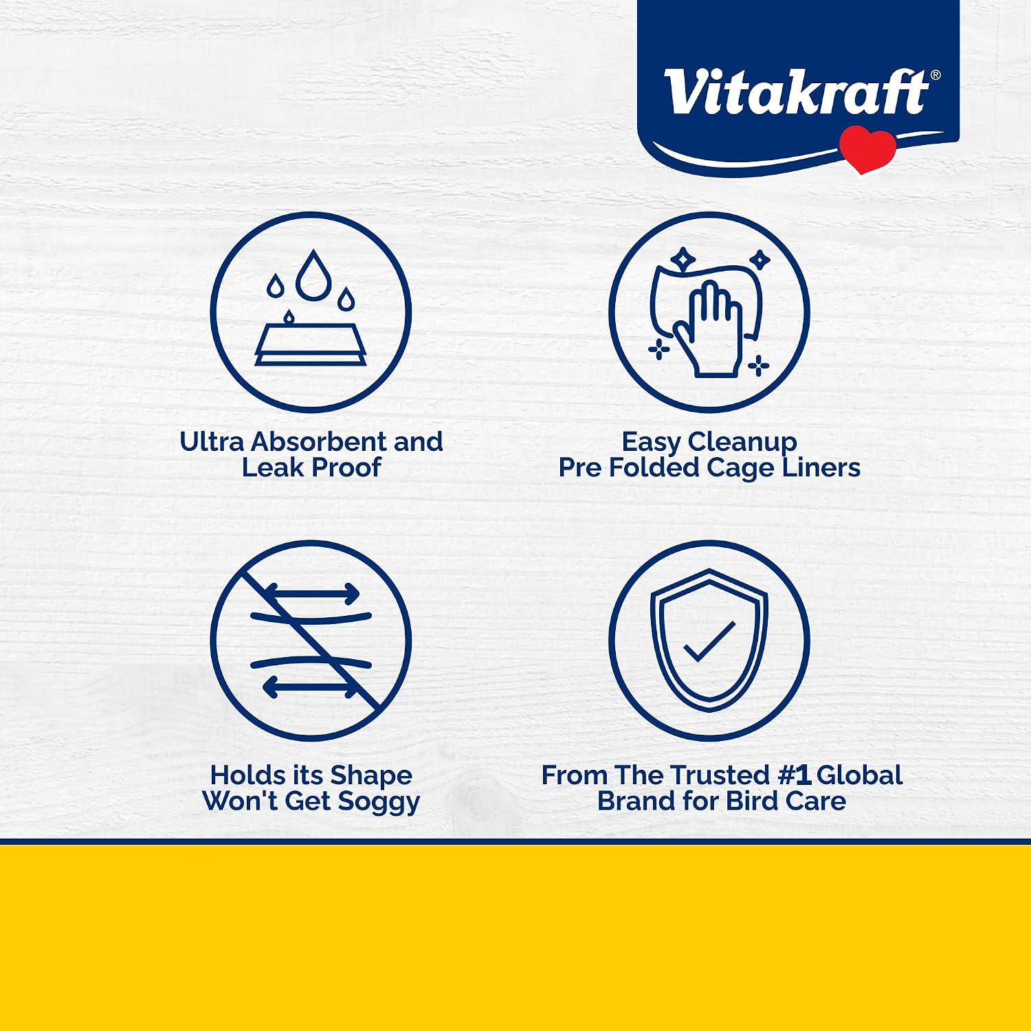 Vitakraft Cage Liners for Birds - For Parrot, Parakeet, Conure, and Cockatiel Cages White 20" X 18" 7 Count, Premium Absorbent Liner - Image 2