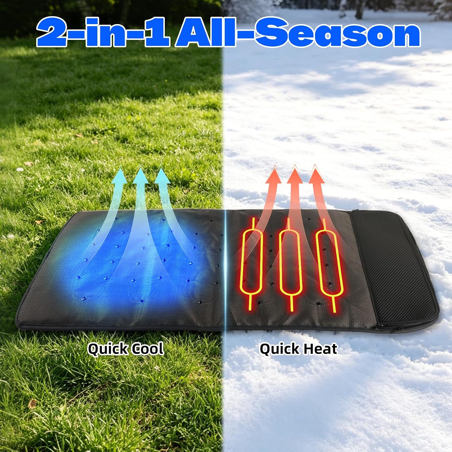 Electric Pet Cooling & Heating Pad, 33"x16" Large Dog Ventilated Mat with Fan, Cat Heating Pad, Winter Warm Dog Pad & Cooling Cat Mat for Indoor Pet Beds & Furniture Outdoor Cat Houses, 3 Levels - Image 3