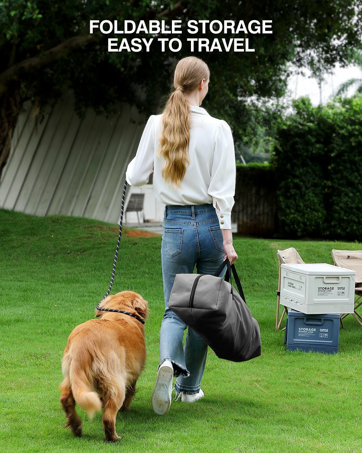 33 x 25 x 25 Inch Collapsible Soft Dog Crate for Dogs Up to 70 lbs, Portable Travel Pet Kennel with 4 Zip Doors, Foldable Indoor Outdoor Crate with Mat, Carry Bag, Grey - Image 7