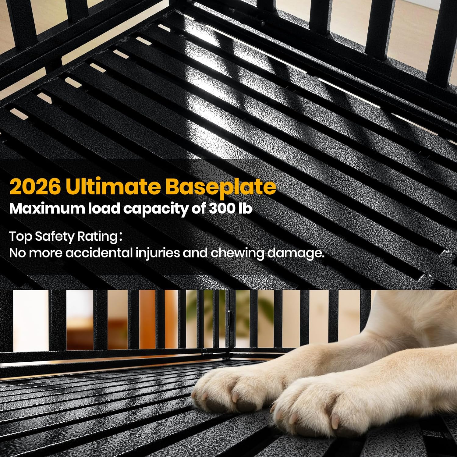 Oranland 48 inch Heavy Duty Indestructible Dog Crate,Ultimate Escape Proof Base Plate for Large and Middle Dogs,Dog Kennel for High Anxiety Dogs/Max Load Capacity 300lbs/Double Door with Wheels - Image 2