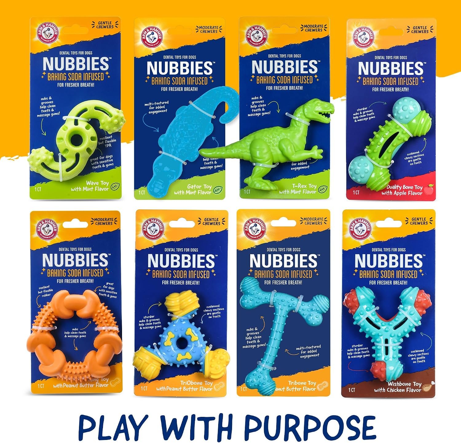 Arm and Hammer Nubbies T-Bone Dental Dog Chew Toy with Peanut Butter Flavor, TPR Nubs Clean Teeth and Gums, Durable Nylon Chew for Aggressive Chewers, Helps Reduce Plaque and Tartar - Image 8