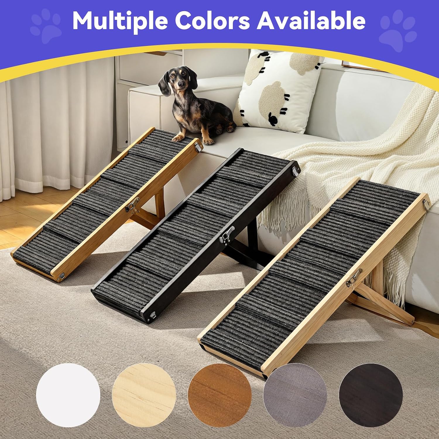 2026 Upgraded Dog Ramp for Couch, Foldable Small Dog Ramp for Sofa, 5 Adjustable Height from 9.8" to 20.5", Portable Stable Pet Steps with Non-Slip Pad, Pet Ramps Use for Sofa Couch Stairs - Image 5