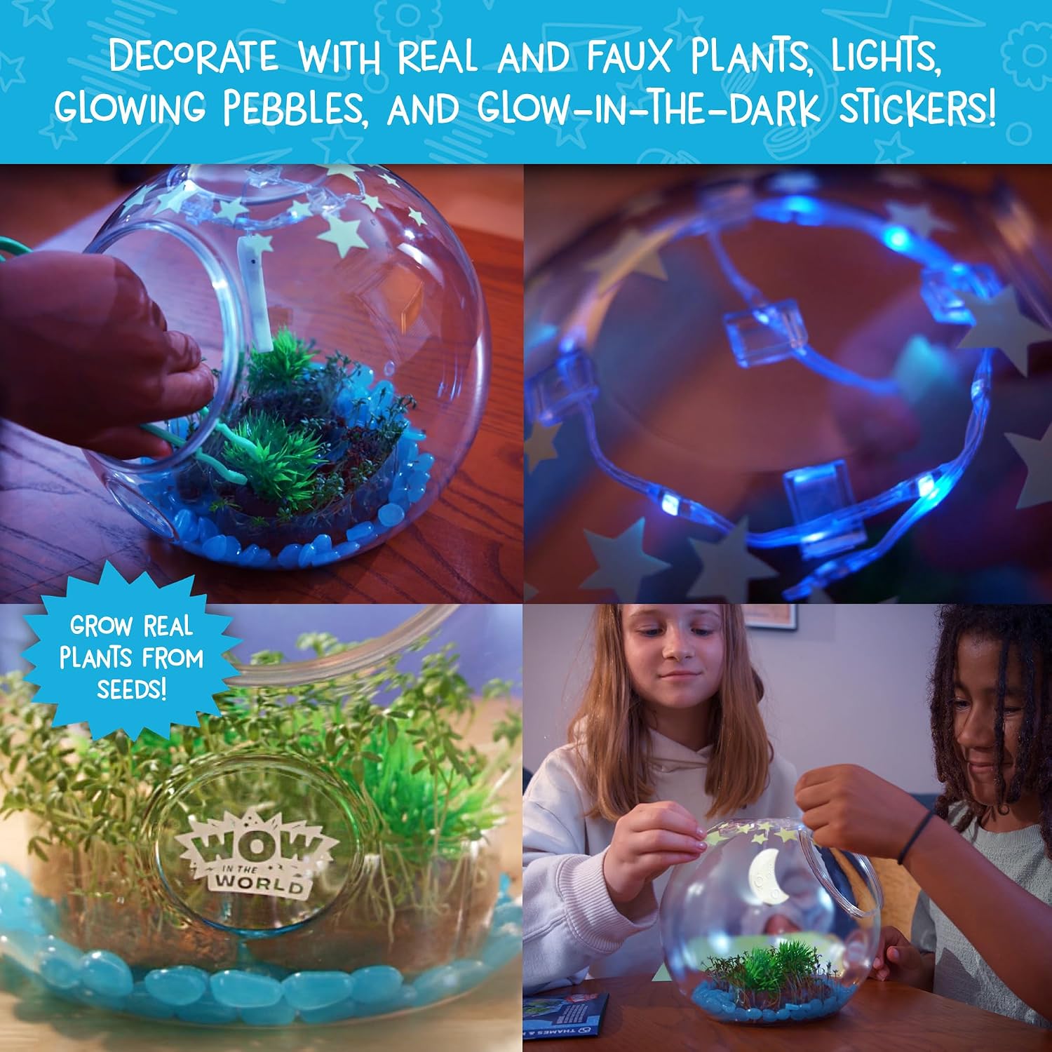 Wow in The World Light-UP Terrarium | Grow Plants, Decorate Your Terrarium, Glow-in-The-Dark, UV Lights, Companion Audio Content, Bonus Reusable Science Tool, STEM Toy for Kids 6+ by Thames & Kosmos - Image 3