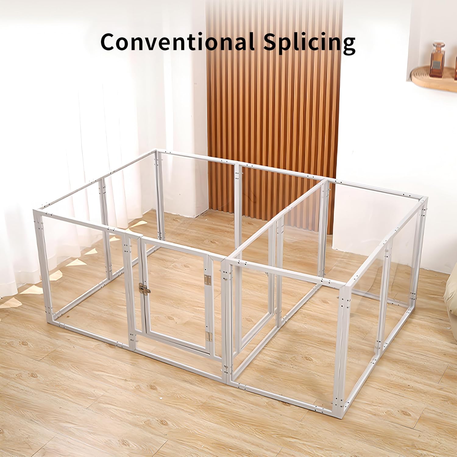 Clear Acrylic Dog Play Pen Indoor Pet Enclosure for Small Dogs & Cats, Outdoor Use with Door, Easy Assemble & Cleaning - Image 9