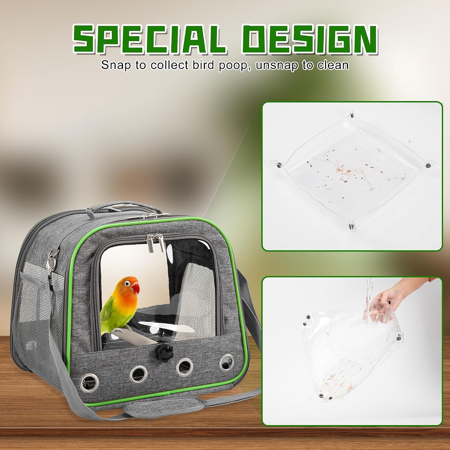 Upgraded Small Bird Carrier, Lightweight and Portable Travel Bird Cage with Stand and Easy Clean Tray, Parrot Parakeet Cockatiels Bird Travel Cage - Image 3