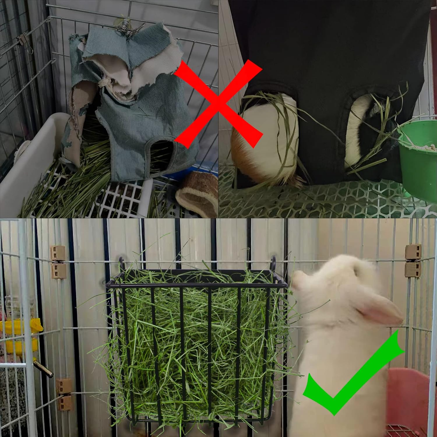 Guinea Pig Hay Feeder,Rabbit Hay Feeder with Heavy-Duty Metal Frame Hay Holder,for Bunny, Guinea Pigs,Chinchillas-6.9x4.7x6.6 inch - Image 4