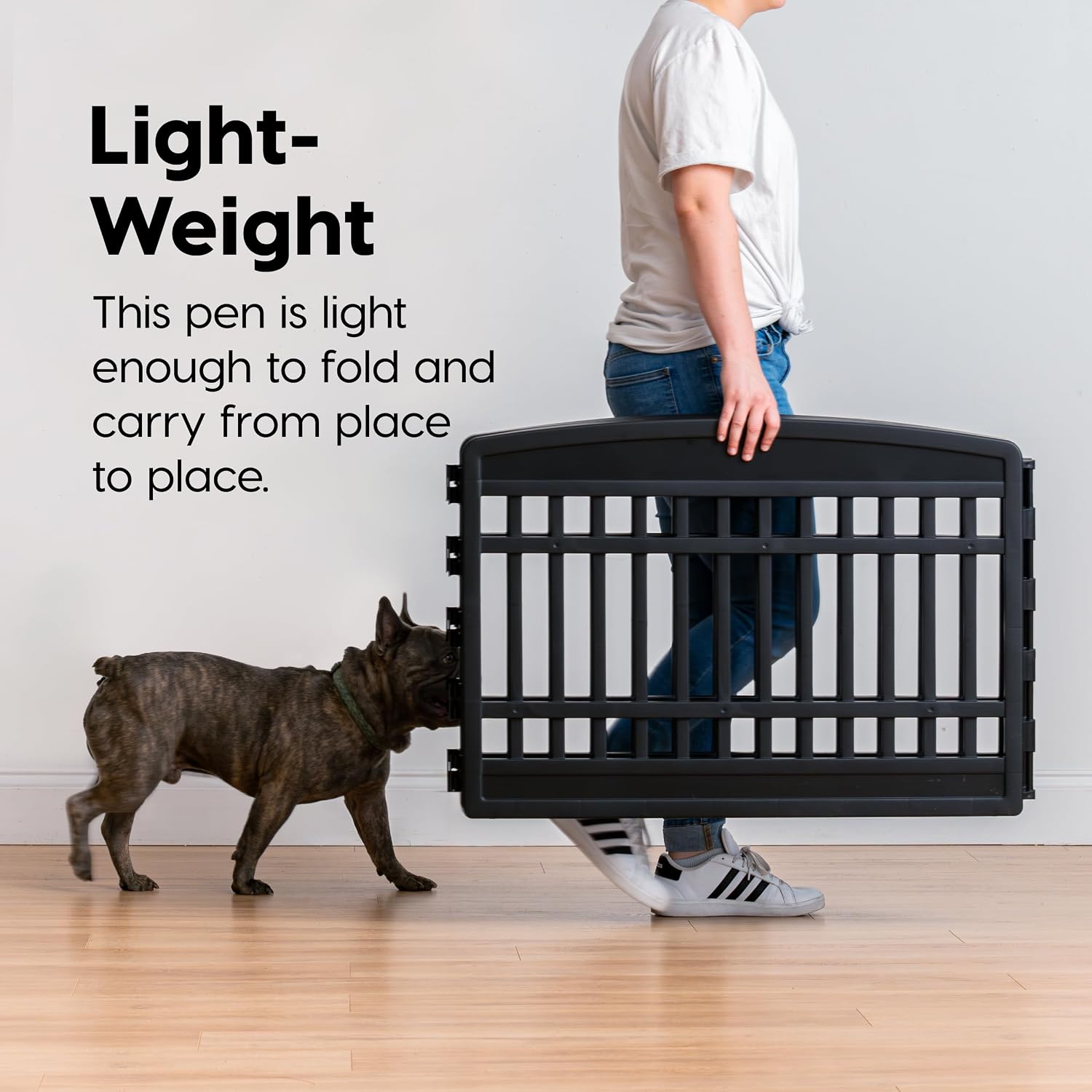 IRIS USA Dog Playpen with Door, 24” 4 Panel Pet Exercise Pen – Indoor Outdoor Puppy Play Pen, Portable Plastic Pet Fence for Small Medium Dogs, Foldable 35” x 35” x 24”, Black - Image 8
