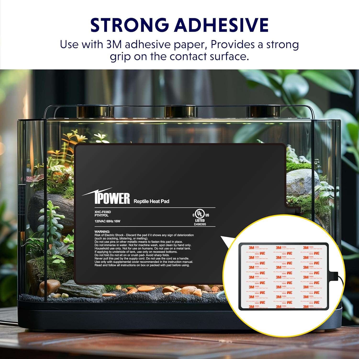 iPower 8X12 Inch Reptile Heat Pad Under Tank Heater Terrarium Warmer Heating Mat for Turtles Lizards Frogs and Other Small Animals - Image 4