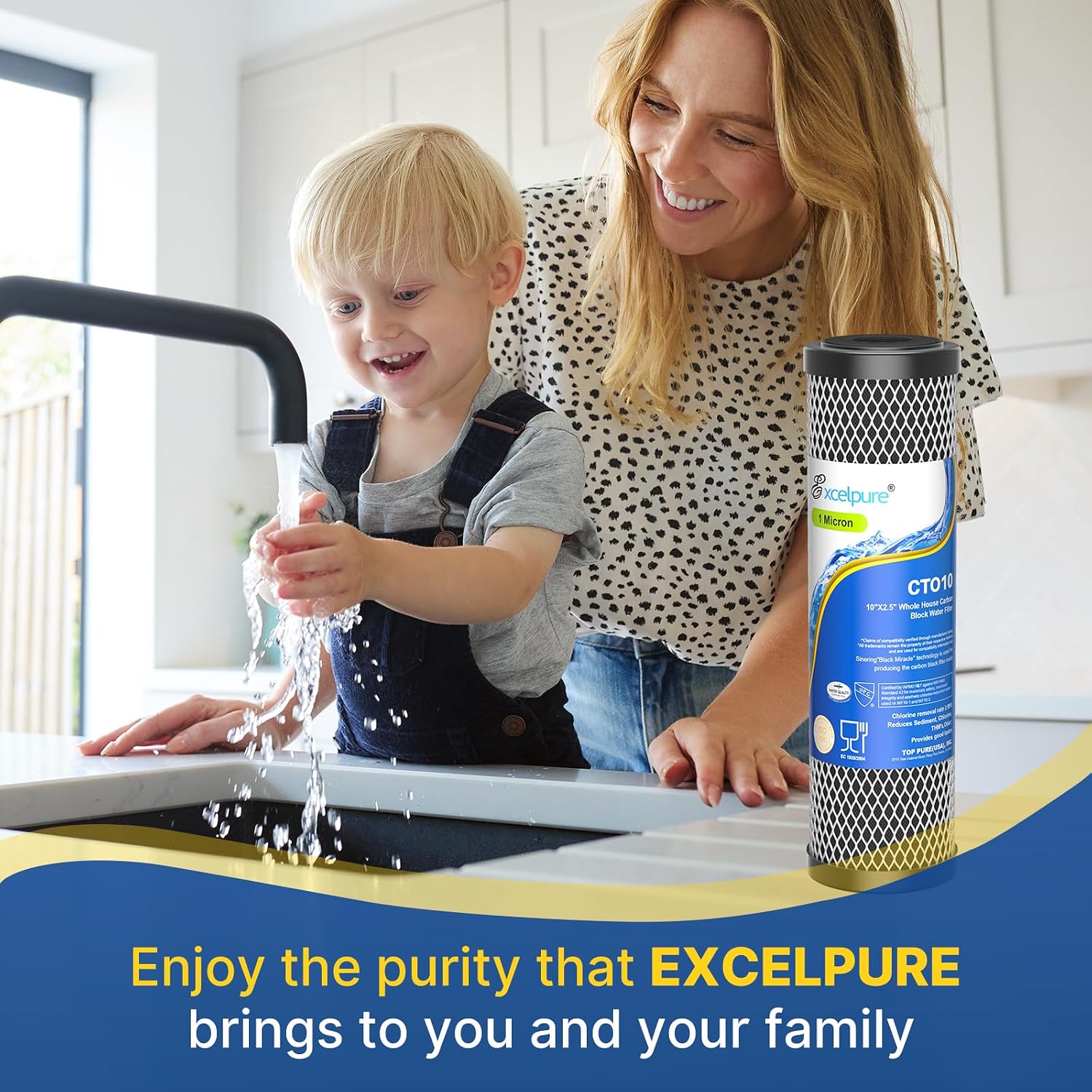EXCELPURE 1 Micron 10" x 2.5" Whole House CTO Carbon Water Filter Cartridge Replacement for Home Countertop System, Dupont WFPFC8002, WFPFC9001, FXWTC, SCWH-5, WHEF-WHWC, WHCF-WHWC, CTO10, T01, 4PACK - Image 9
