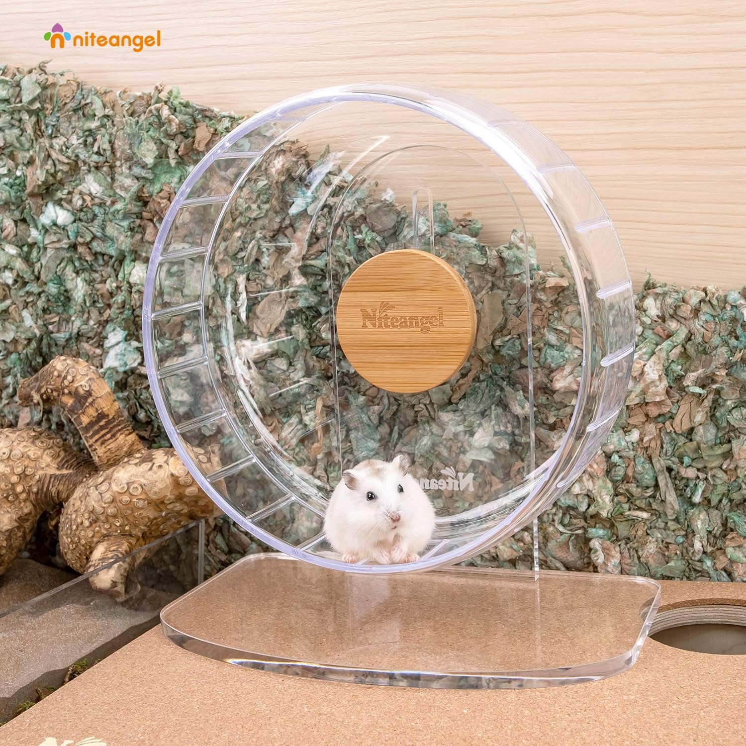 Niteangel Super-Silent Hamster Exercise Wheel: Quiet 8.2 inch Running Wheel | Can 9.1-11.8" Adjustable Height - No Bend Back Spinner Running for Dwarf Syrian Hamster Gerbils Mice Or Other Small Animal - Image 3