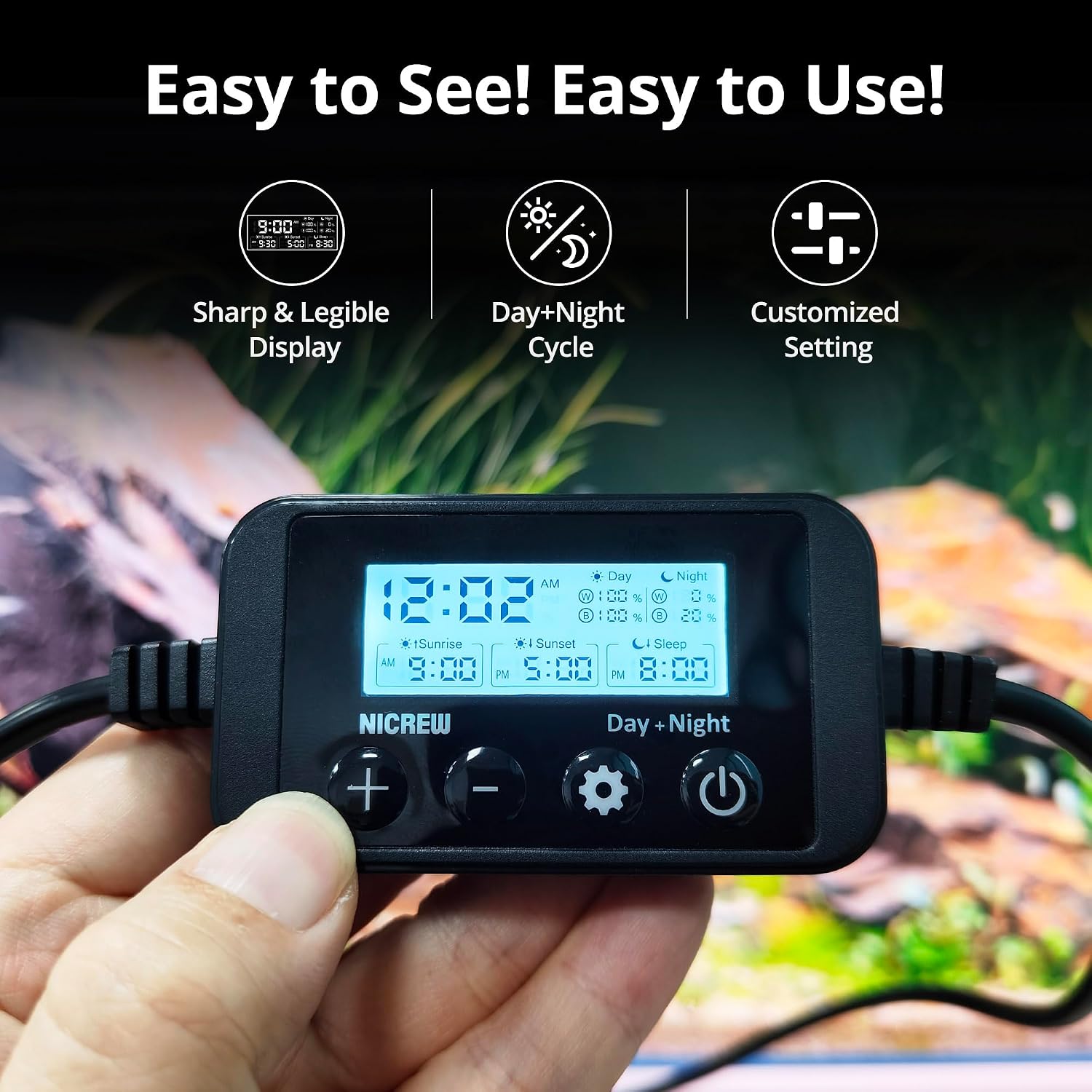 NICREW C10 Plants LED Aquarium Light, 18-24 in, 13 Watts, Full Spectrum Fish Tank Light with Timer, Day and Night Cycle, Brightness Adjustable - Image 4