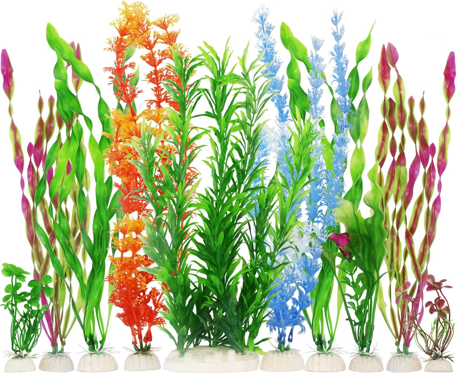 MyLifeUNIT Artificial Fish Tank Plants, 10 Pack Plastic Aquarium Plants Decorations