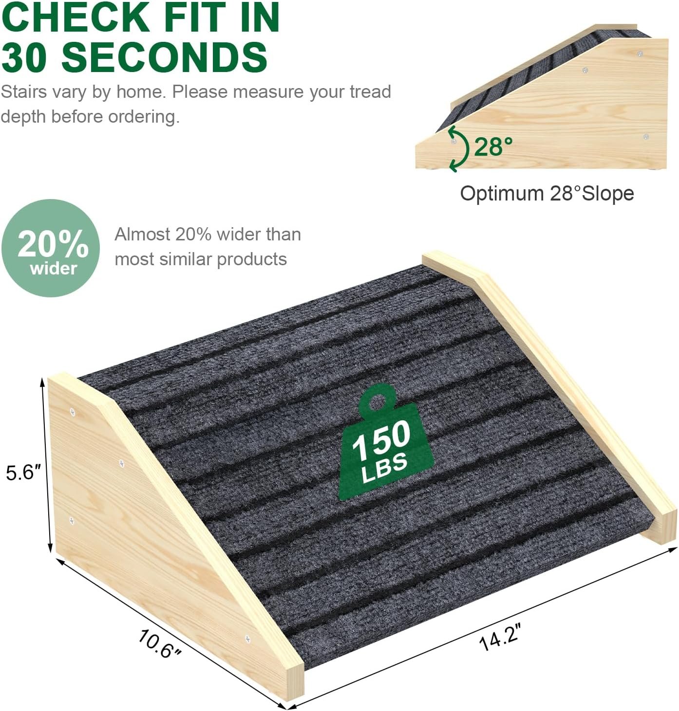 TIMHAKA 2 Pack Dog Ramp for Stairs, Upgraded Widened Non-Slip Dog Stairs for Small Medium Dogs, Wooden Pet Steps for Staircase, Steps and Stairs Assist for Injured & Aged Pets - Image 2