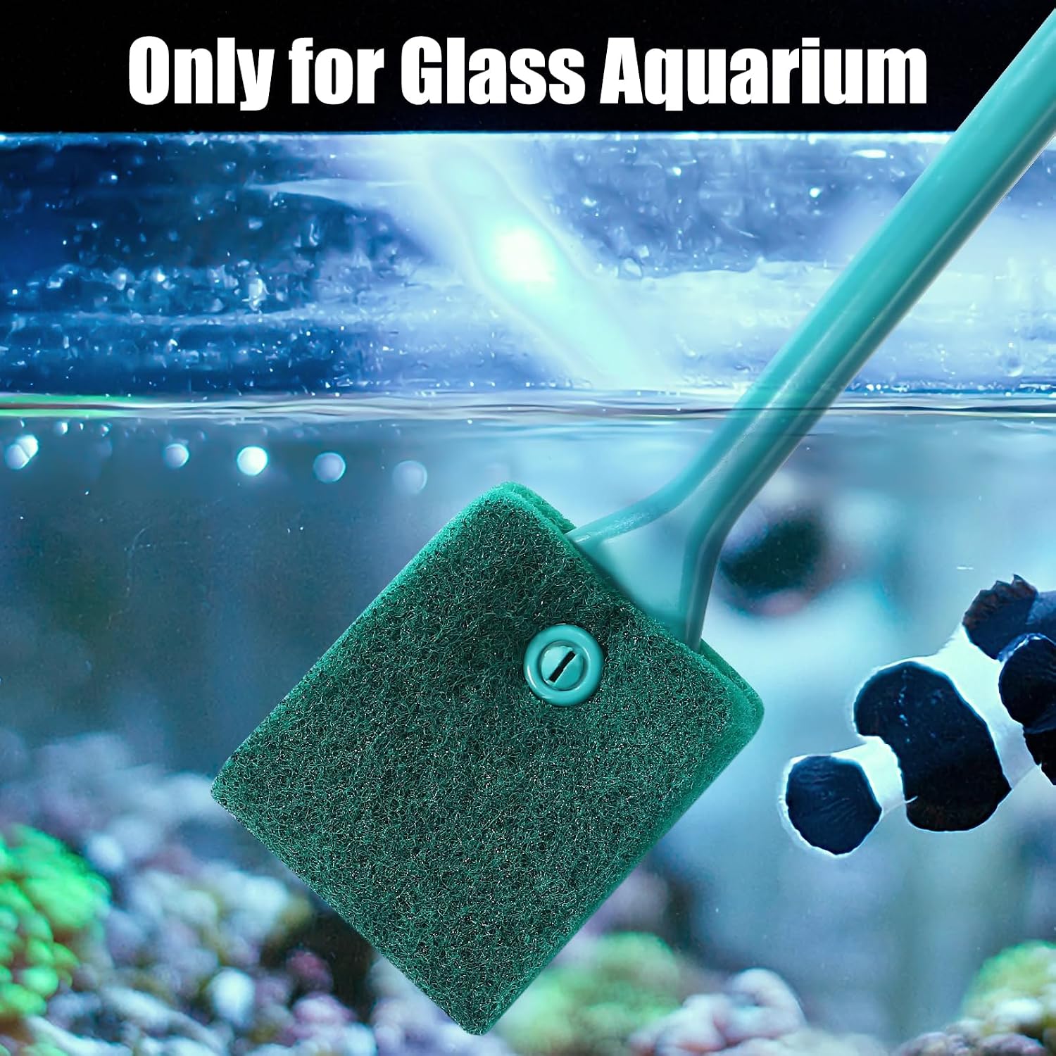 AQUANEAT Fish Tank Cleaning Tools, Aquarium Double Sided Sponge Brush, Algae Scraper Cleaner with Long Handle - Image 4
