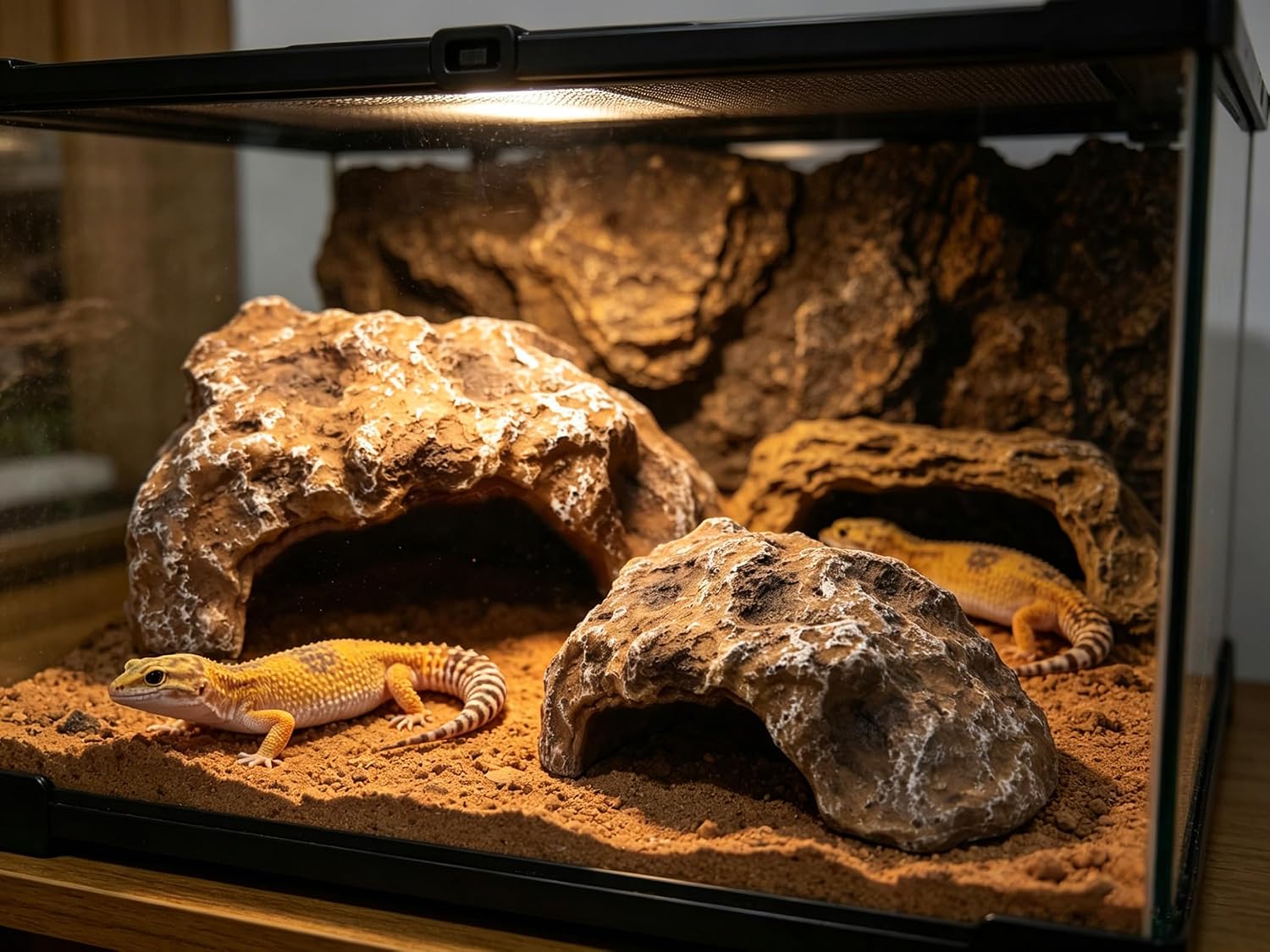 Reptile Hide Cave,Resin Rock Snake Hides for Ball Python, Leopard Gecko Hides, Reptile Tank Accessories for Bearded Dragon, Tarantula, Hermit Crab, Aquarium Cave for Fish Tank Rocks, Terrarium Decor - Image 6