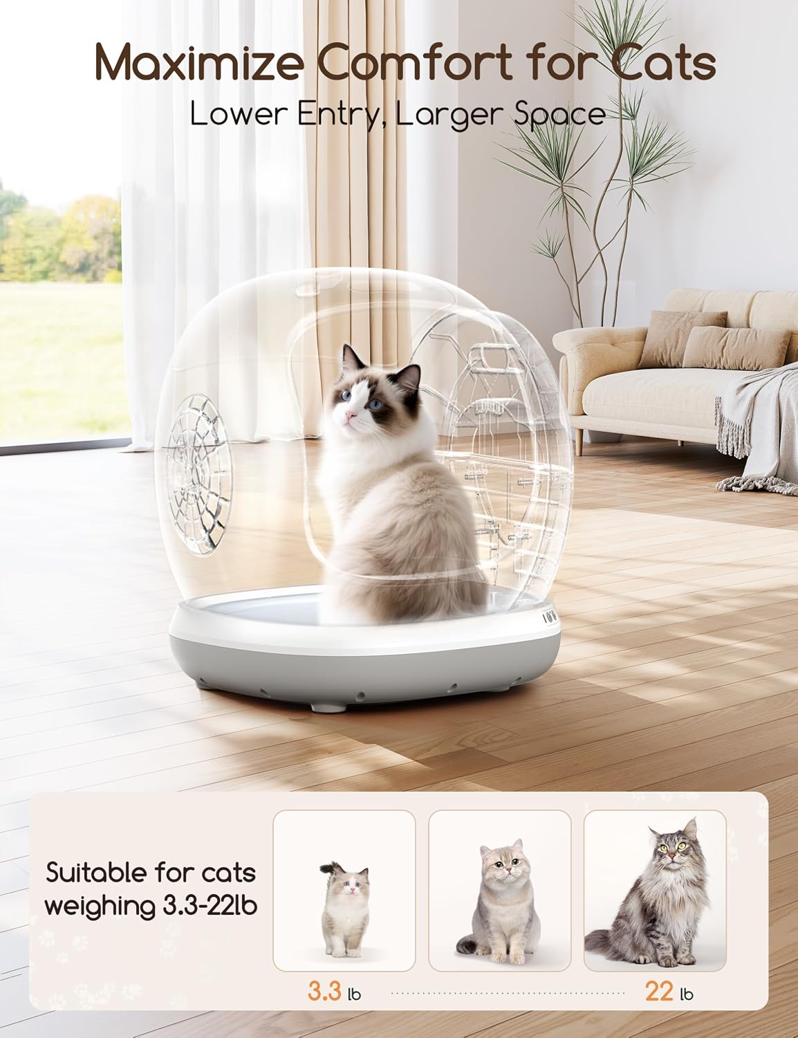 Meowant Self Cleaning Litter Box, Automatic Litter Box Self Cleaning with APP Control, 75L Extra Large Open Low Entry Smart Cats Litter Boxs for Multi-Cat Compatible Senior Cats Large Cats - Image 7