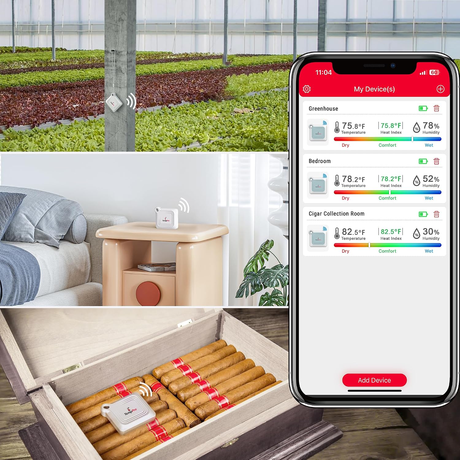 TempPro TempAir Bluetooth Thermometer Hygrometer, 260 ft Temperature Sensor | Greenhouse Thermometer with Remote App Control, Temperature and Humidity Monitor with 2-Year Data Logging Export - Image 9
