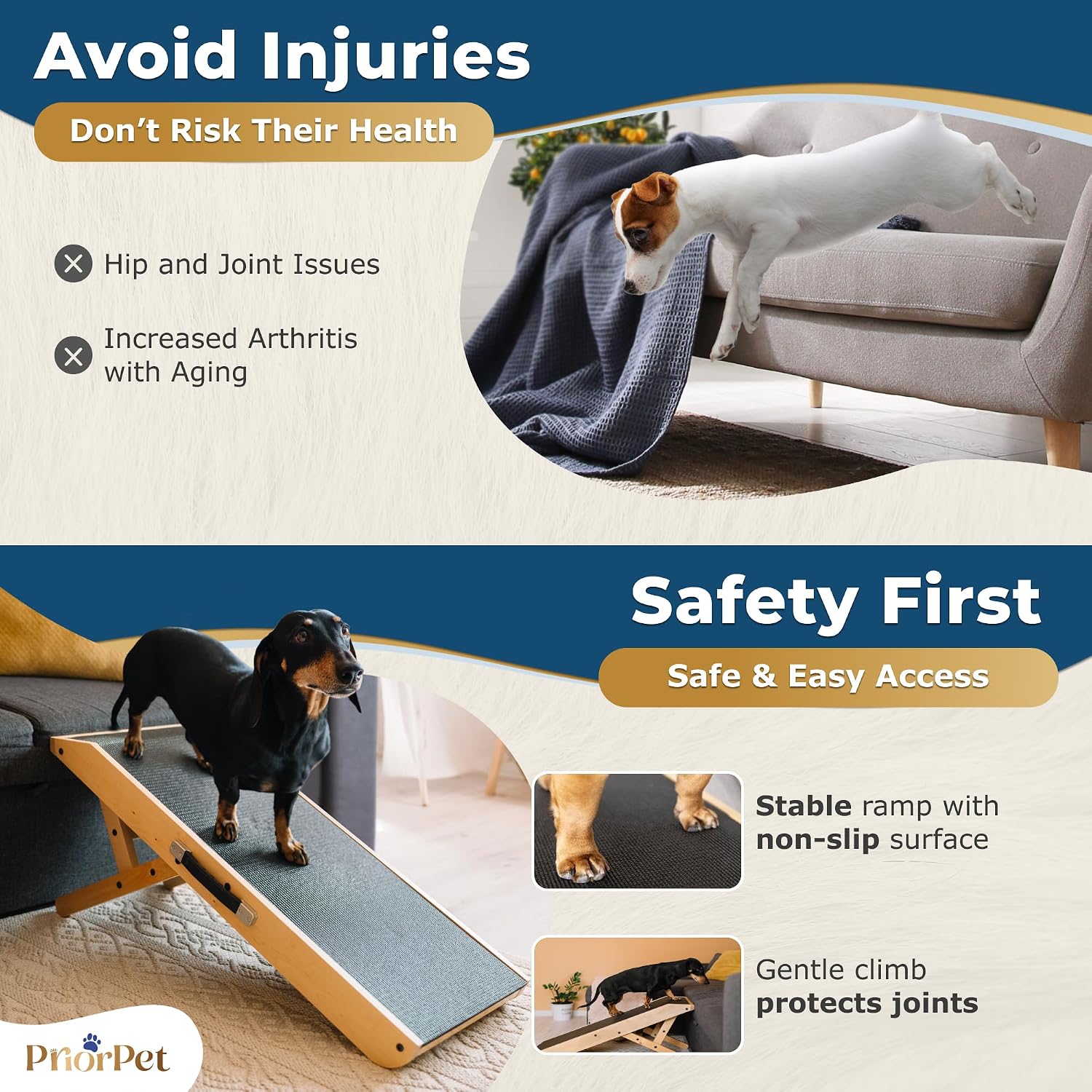 Dog Ramp for Couch – Non-Slip, Sturdy Build Foldable Wooden Dog Ramp – Supports up to 200 lbs – 7 Adjustable Heights (14"–20.5") – Enhanced Stability – Birchwood Pet Ramp for Small Dogs – Natural - Image 6
