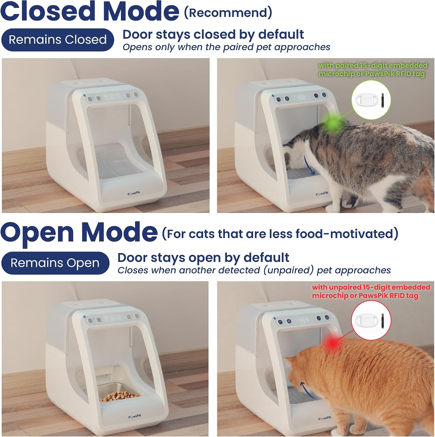 PawsPik Automatic Microchip RFID Cat Feeder, 16-Cup, White | ISO Microchip & PawsPik RFID Tag Compatible, App Control, Portion Control, Personalize Feeding - Image 7