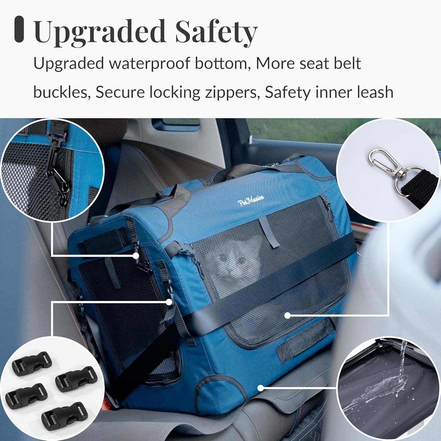 Extra Large Rolling Cat Carrier with Wheels, Soft Sided Pet Dog Carrier on Wheels for Big Cat 20lbs+ 2 Cats, Car Travel Portable XL Wheeled Bag 25"x16.5"x20.5" - Image 3