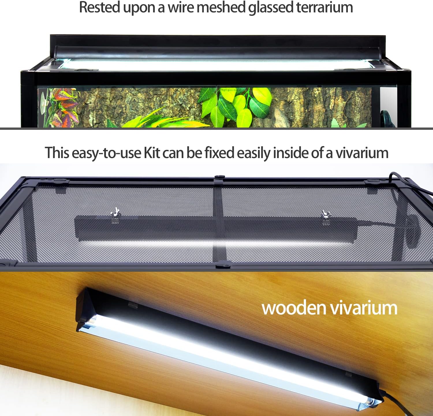 REPTI ZOO 24W Reptile T5 HO UVB Lighting Combo Kit, 22" Light Fixture Reptile Terrarium Hood, with Detachable Curved Reflector and 5.0 UVB T5 Lamp Bulb, ETL certificated - Image 3