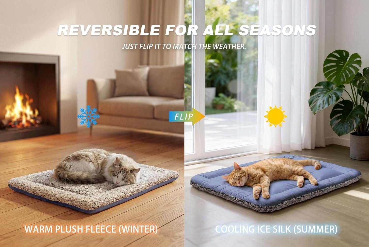 Cooling Mat for Cats, Reversible Self Warming Cat Bed, Dark Blue, 18x24 In | Cool-Touch Ice Silk Side, Plush Fleece Warm Side, Heat-Reflective Foil for Indoor Cats, Kittens, Small Dogs and Crates - Image 2