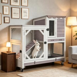 GUTINNEEN Wooden Duplex Rabbit Cage...