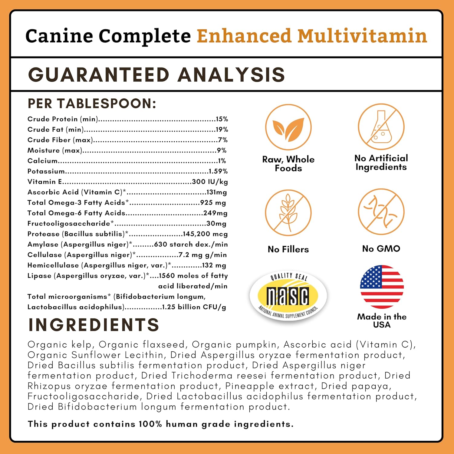 Organic Dog Vitamins with Organic Pumpkin Protein - 1 Lb - 45 Scoops | Canine Complete - Daily Dog Multivitamin with Prebiotics, Probiotics for Immune Support, Skin Coat, Digestion, Stool Quality - Image 7